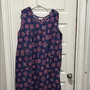 Only Necessities Navy and Pink Patterned Midi Dress